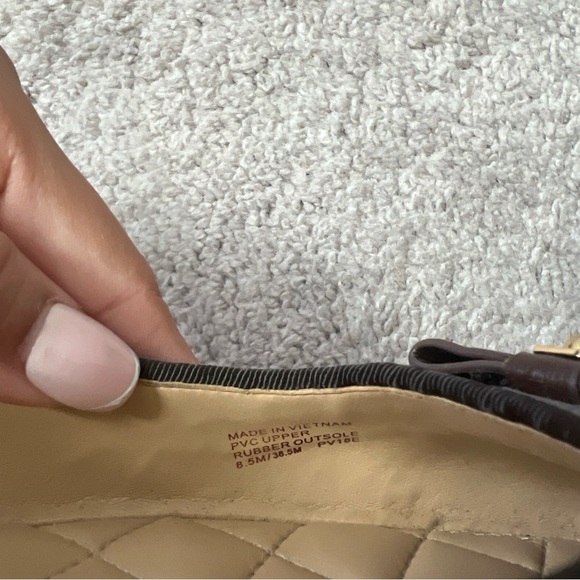 Michael Kors Alice Ballet Flats Brown Logo Print w/ Lock Charm & Bow - Picture 8 of 10